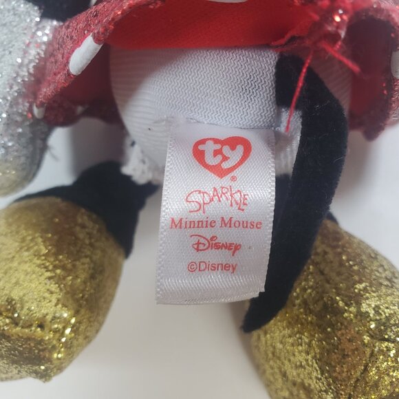 Ty Disney Sparkle Minnie Mouse Medium 8" Plush Red Polka Dot Dress NWT 2021 - Picture 4 of 9